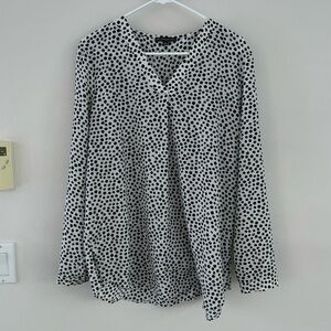 Adrianna Papell Polka Dot Long Sleeve Blouse